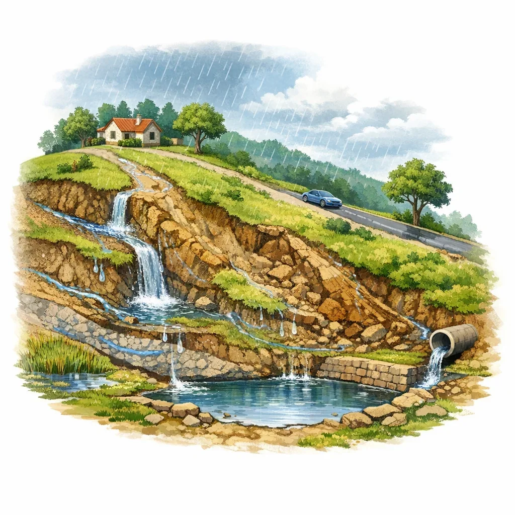 Visual guide to burke mountain hillside grading and drainage for British Columbia property buyers