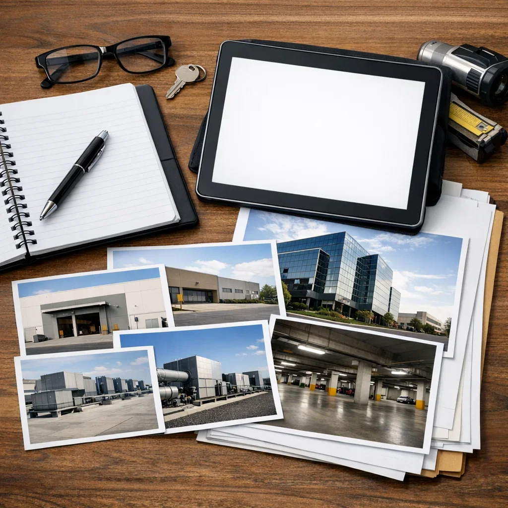 Photo-supported notes and documents for commercial property inspections