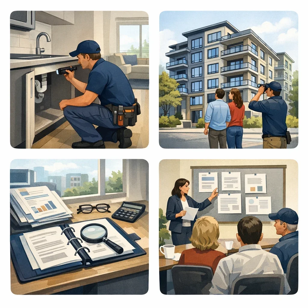 Visual guide to unit inspection plus strata records for British Columbia property buyers