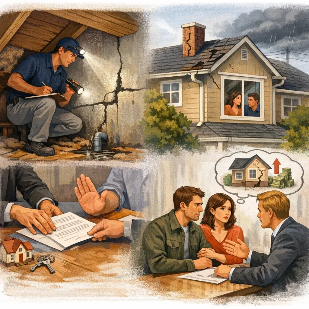 Visual guide to inspection exclusions and buyer follow up for British Columbia property buyers