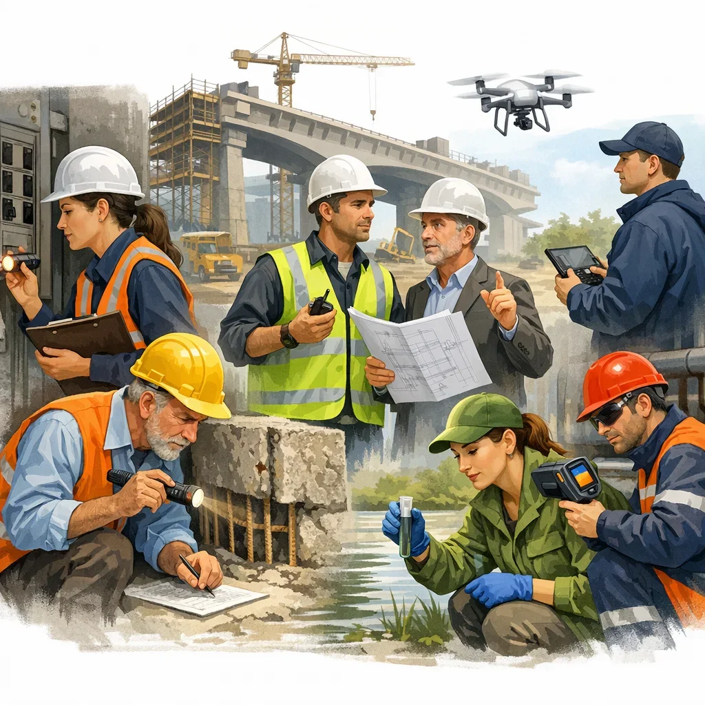 Different professionals — ENG Inspections educational illustration