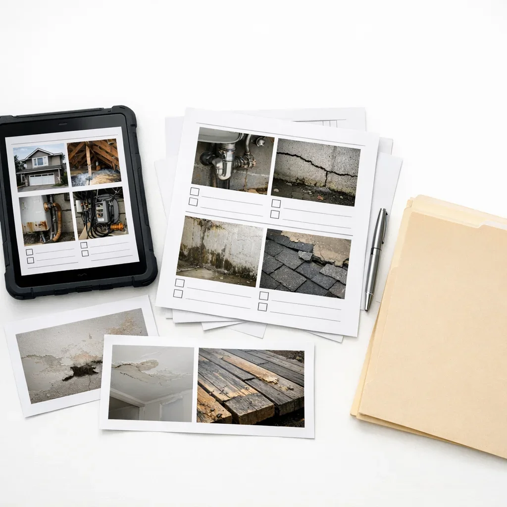 Photo-documented inspection notes prepared for a property in Coquitlam