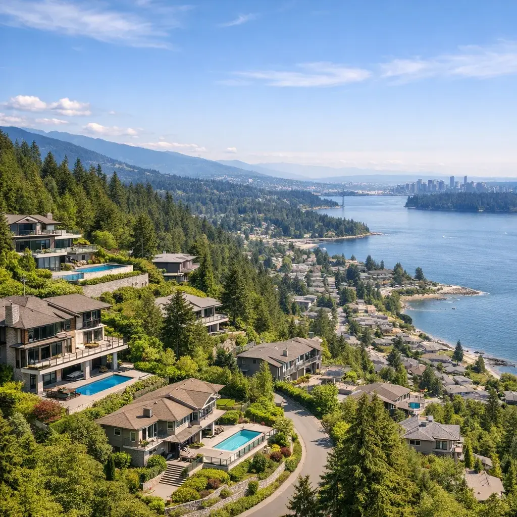 West Vancouver hillside residences overlooking a coastal neighbourhood