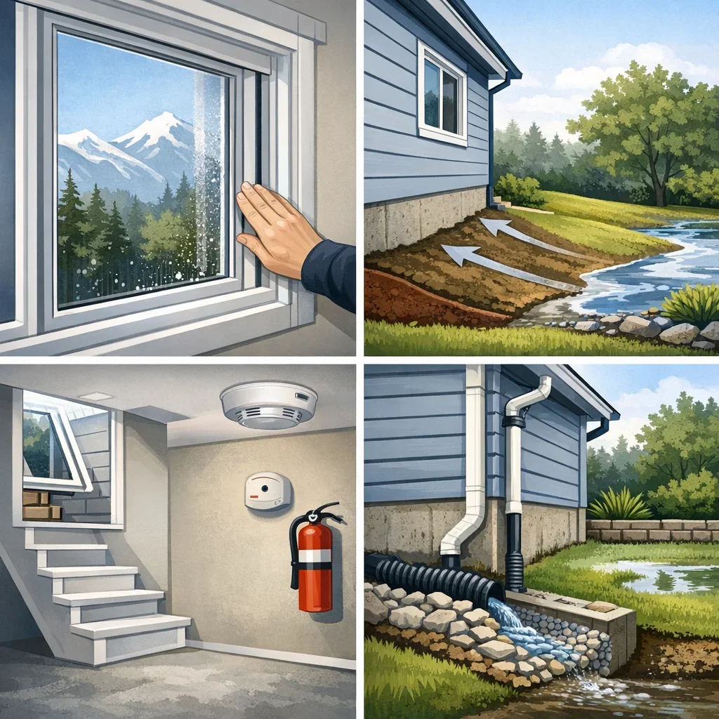 Visual guide to windows grading safety and drainage for British Columbia property buyers
