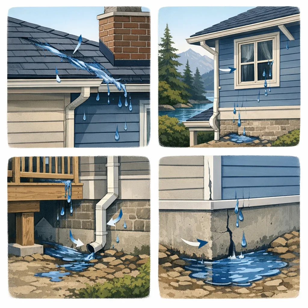 Visual guide to water paths and common exterior for British Columbia property buyers