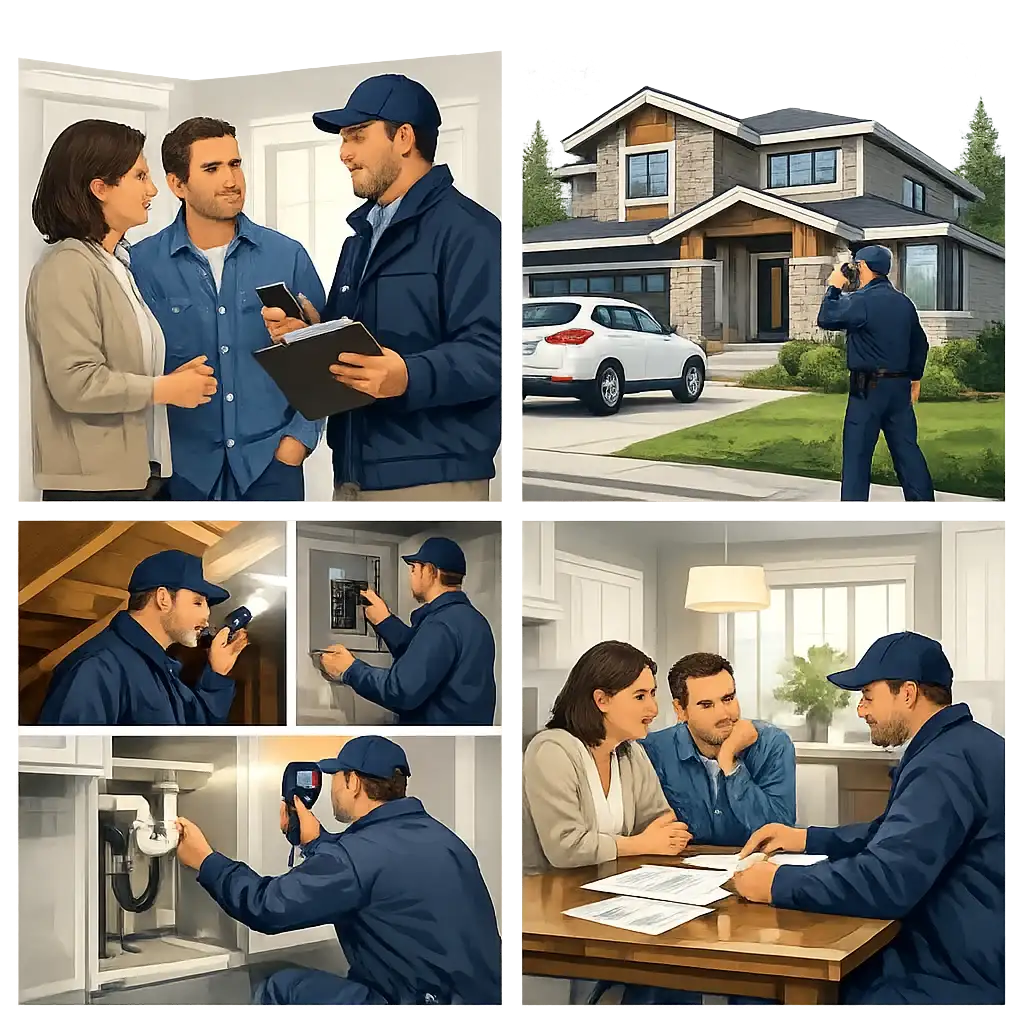 Visual guide to inspection booking and decision sequence for British Columbia property buyers
